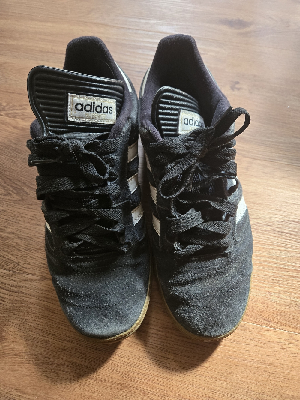 adidas Men’s Black Suede Sneakers with White Stripes